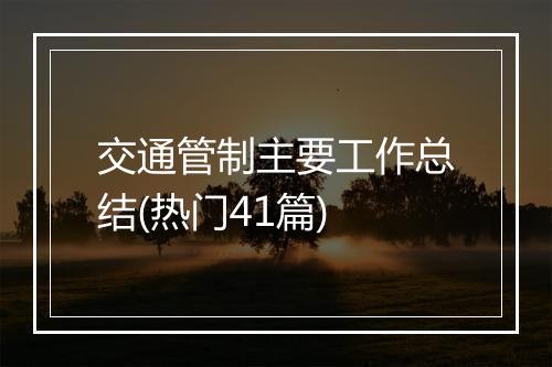 交通管制主要工作总结(热门41篇)