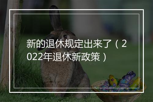 新的退休规定出来了（2022年退休新政策）