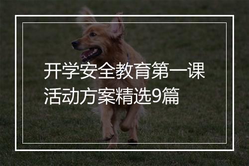 开学安全教育第一课活动方案精选9篇