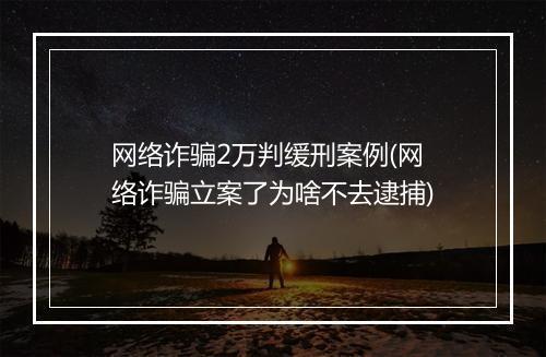 网络诈骗2万判缓刑案例(网络诈骗立案了为啥不去逮捕)