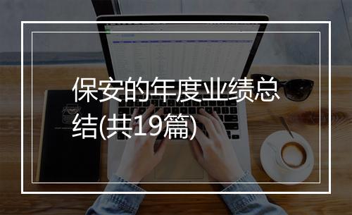 保安的年度业绩总结(共19篇)