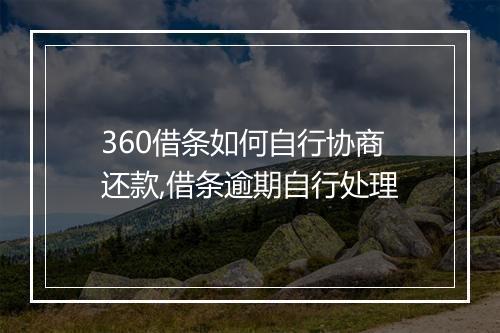 360借条如何自行协商还款,借条逾期自行处理