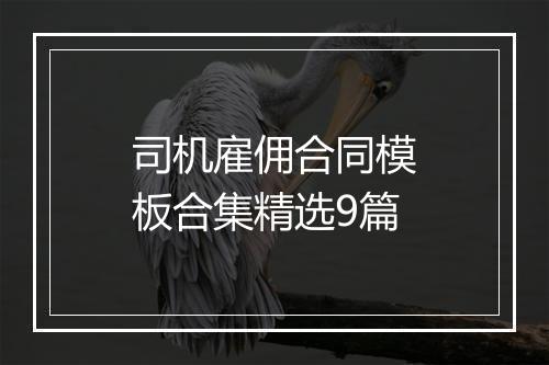 司机雇佣合同模板合集精选9篇