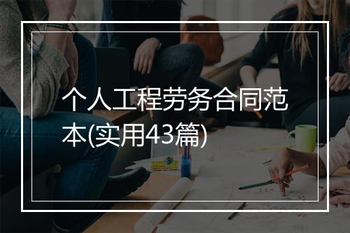 个人工程劳务合同范本(实用43篇)