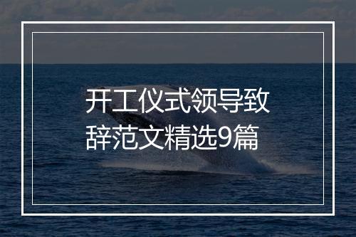 开工仪式领导致辞范文精选9篇