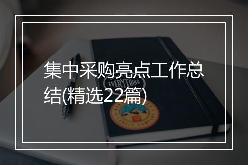 集中采购亮点工作总结(精选22篇)