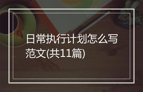日常执行计划怎么写范文(共11篇)