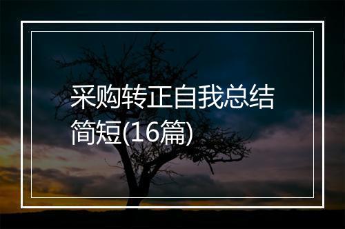 采购转正自我总结简短(16篇)