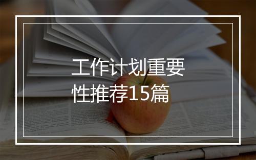 工作计划重要性推荐15篇