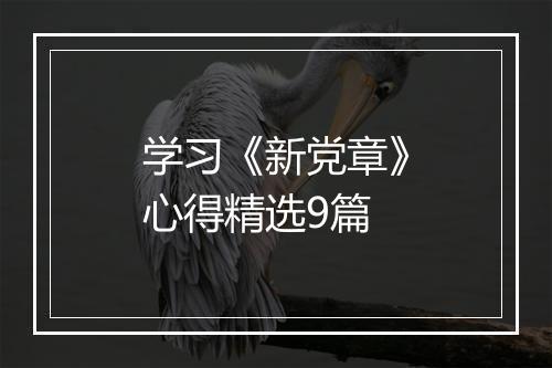 学习《新党章》心得精选9篇