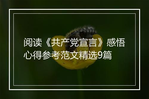 阅读《共产党宣言》感悟心得参考范文精选9篇