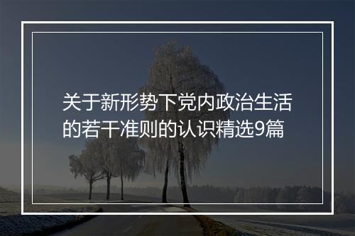 关于新形势下党内政治生活的若干准则的认识精选9篇