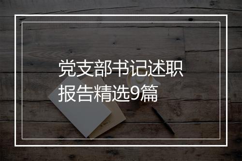 党支部书记述职报告精选9篇
