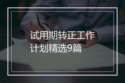 试用期转正工作计划精选9篇