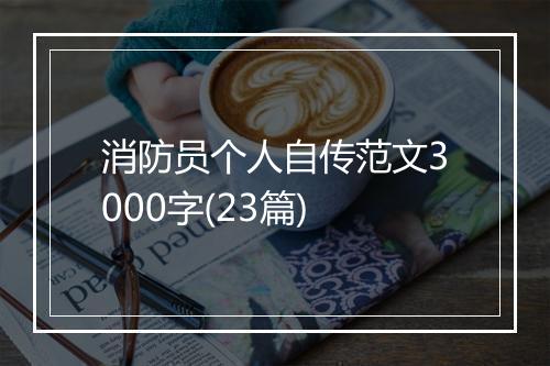 消防员个人自传范文3000字(23篇)