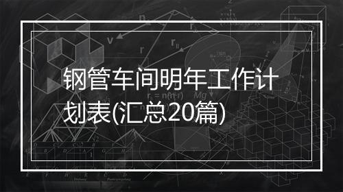 钢管车间明年工作计划表(汇总20篇)