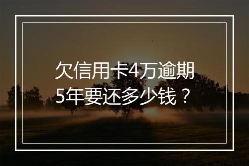 欠信用卡4万逾期5年要还多少钱？
