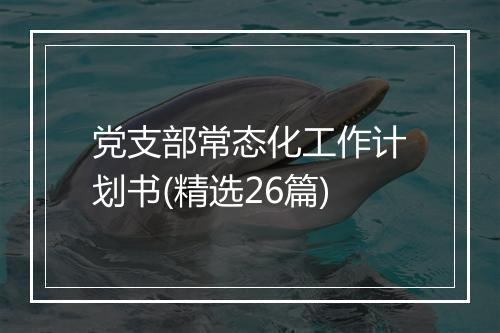 党支部常态化工作计划书(精选26篇)
