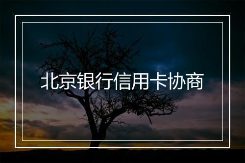北京银行信用卡协商