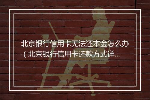北京银行信用卡无法还本金怎么办（北京银行信用卡还款方式详解）
