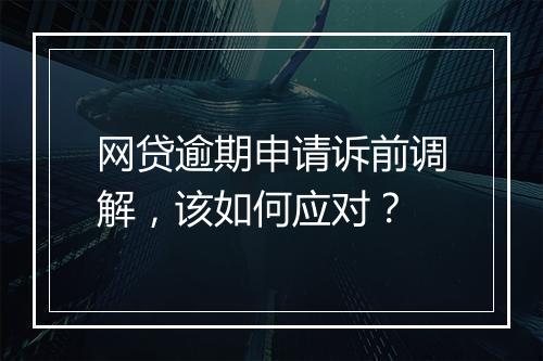 网贷逾期申请诉前调解，该如何应对？