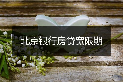 北京银行房贷宽限期
