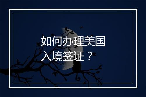 如何办理美国入境签证？