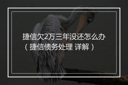 捷信欠2万三年没还怎么办（捷信债务处理 详解）