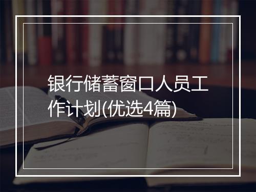 银行储蓄窗口人员工作计划(优选4篇)