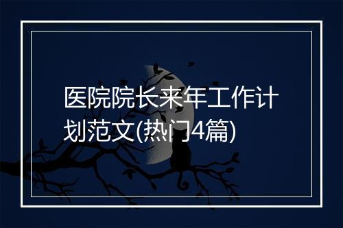 医院院长来年工作计划范文(热门4篇)