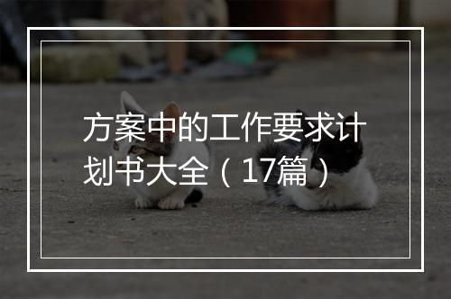 方案中的工作要求计划书大全（17篇）