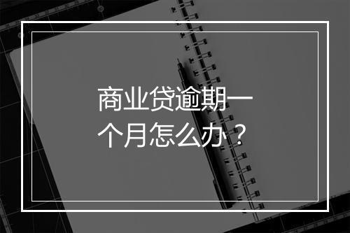 商业贷逾期一个月怎么办？