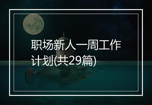 职场新人一周工作计划(共29篇)
