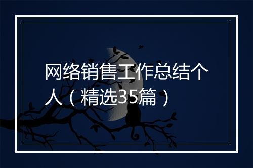 网络销售工作总结个人（精选35篇）