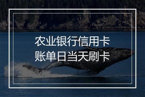 农业银行信用卡账单日当天刷卡