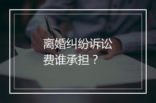 离婚纠纷诉讼费谁承担？