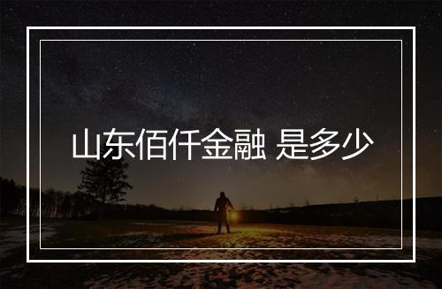 山东佰仟金融 是多少
