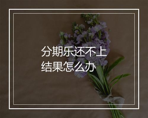 分期乐还不上结果怎么办