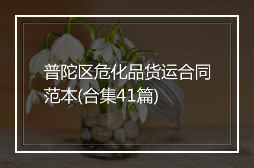 普陀区危化品货运合同范本(合集41篇)