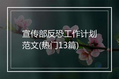 宣传部反恐工作计划范文(热门13篇)