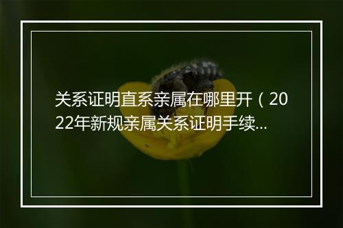 关系证明直系亲属在哪里开（2022年新规亲属关系证明手续）
