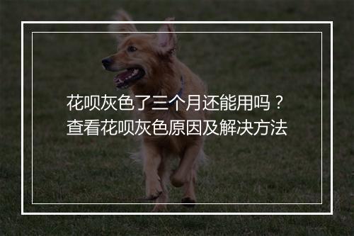 花呗灰色了三个月还能用吗？查看花呗灰色原因及解决方法