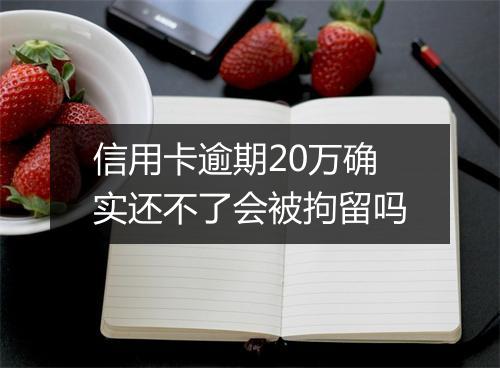 信用卡逾期20万确实还不了会被拘留吗