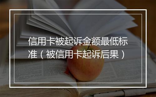 信用卡被起诉金额最低标准（被信用卡起诉后果）