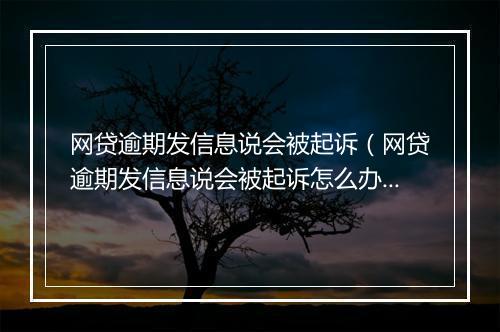网贷逾期发信息说会被起诉（网贷逾期发信息说会被起诉怎么办）
