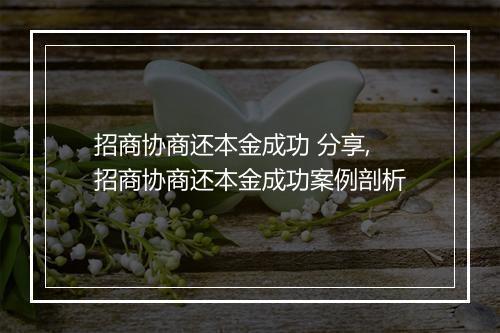 招商协商还本金成功 分享,招商协商还本金成功案例剖析