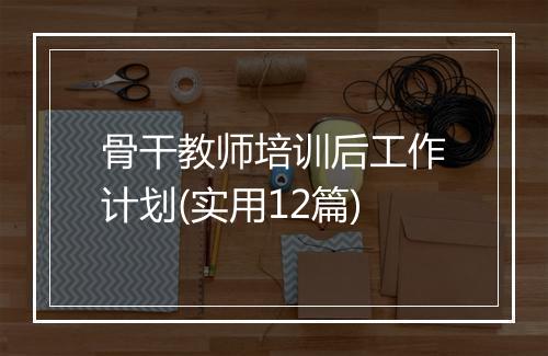 骨干教师培训后工作计划(实用12篇)
