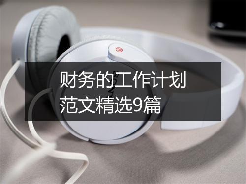 财务的工作计划范文精选9篇