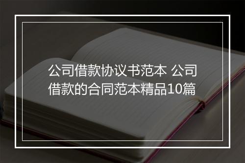 公司借款协议书范本 公司借款的合同范本精品10篇
