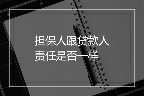 担保人跟贷款人责任是否一样